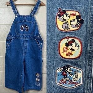 RARE Vintage Disney Catalog Embroidered Mickey Minnie Wide Leg‎ Denim Overalls M